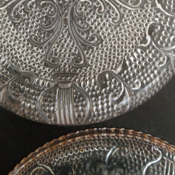 VTG Depression Jeannette Glass Harp Beaded Set of 6 Coasters Pats Sauce Dishes - Picture 12 of 12